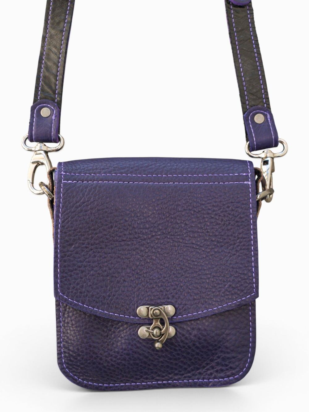Lapinel Arts "Ollie" Purple Tooled Leather Crossbody, Made in USA
